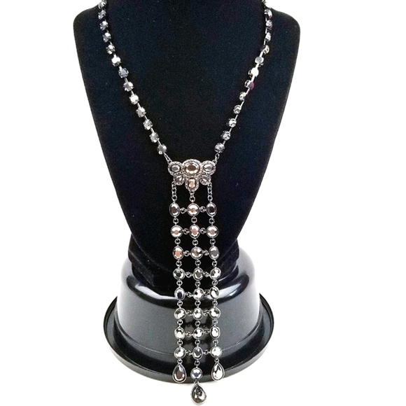 Vtg Carolee Lux Black Rhinestone Necklace EUC - Picture 2 of 13